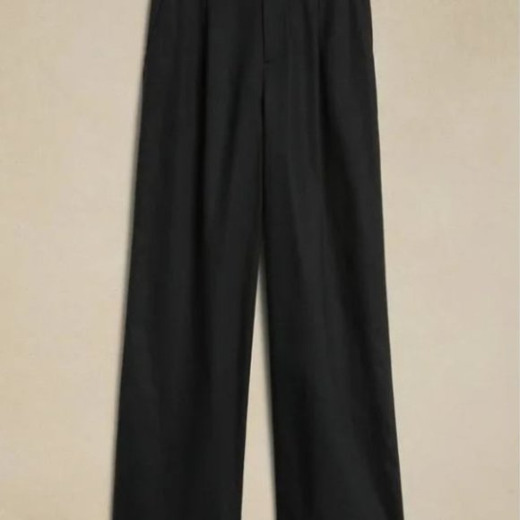Banana Republic Black Wide-Leg Y2K Linen High-Rise Plus Size 18 Pants MSRP $100 - Picture 4 of 5